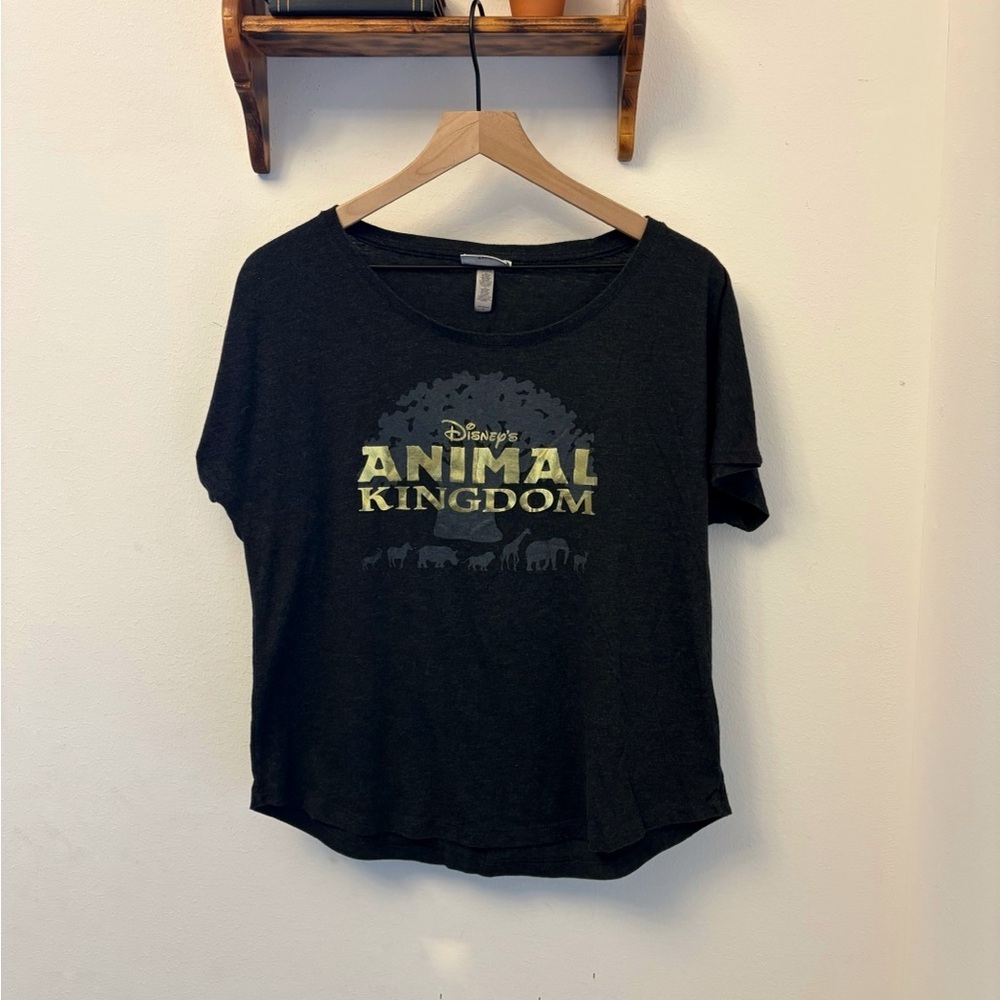 Disney Animal Kingdom Tree of Life Gold Lettering Gray T-Shirt Size Large